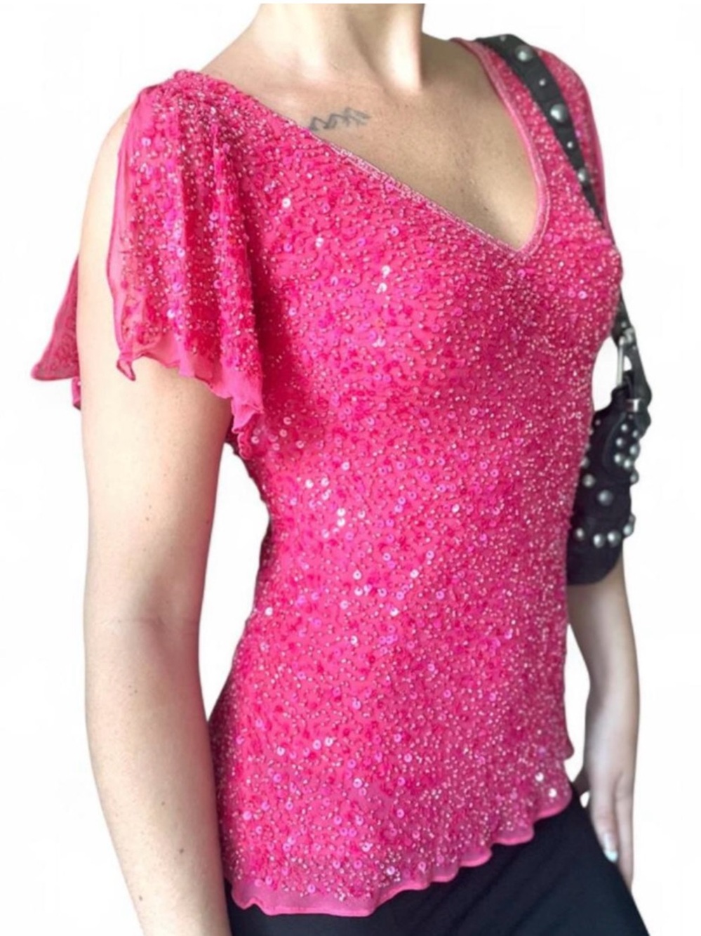 1995 RARE Vintage Cartise | 100% Silk Pink Fully Beaded Fairy Top